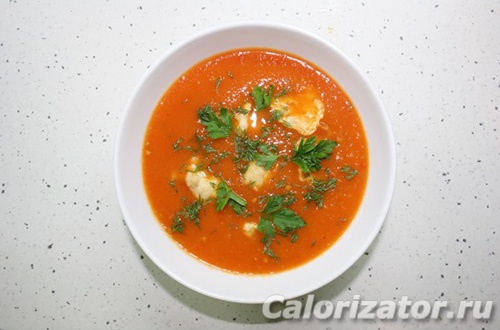 Дюкановский томатный суп с чесночными кнелями