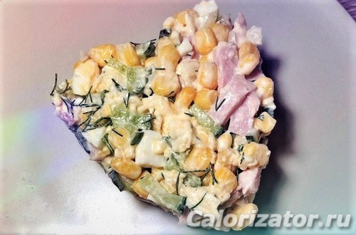 Салат с ветчиной и кукурузой – пошаговый рецепт приготовления с фото
