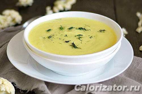 Постный овощной суп с цветной капустой