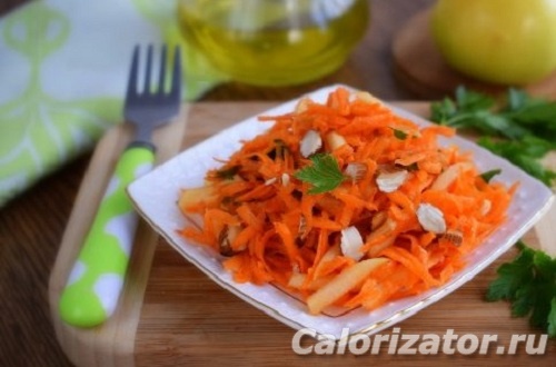 Салат из моркови и яблока с орехами и медом Салат из моркови и яблока с орехами и медом
