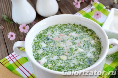 Окрошка с ветчиной и зеленью Окрошка с ветчиной и зеленью