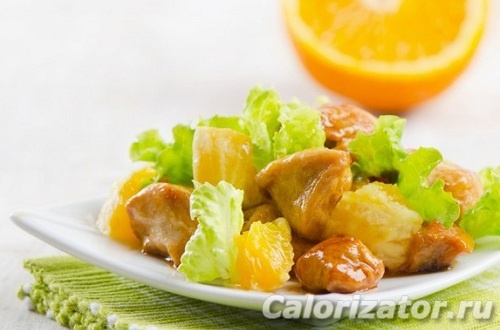 Салат из курицы с апельсинами и медом
