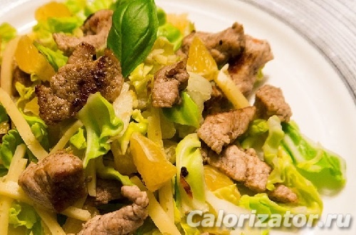 Салат из постной свинины и мандаринов - калорийность, состав, описание - Calorizator.ru