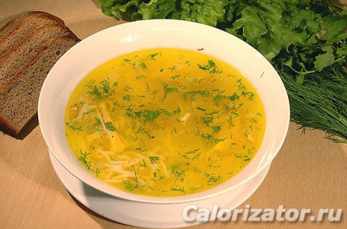 сколько калорий суп куриный с картошкой и макаронами