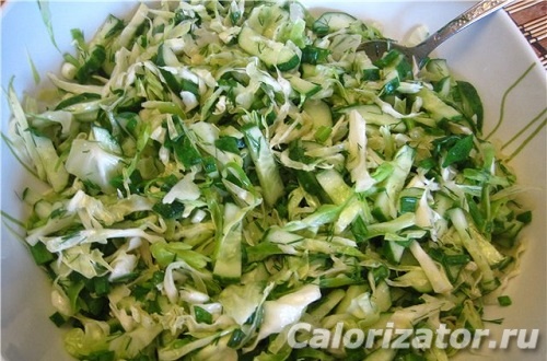 калорийность салата из капусты и огурца