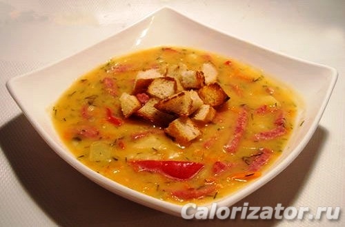 суп гороховый с копченостями калорийность на 100 грамм