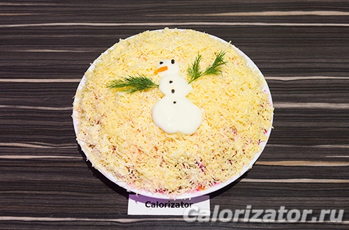 Салат Снеговик с шампиньонами