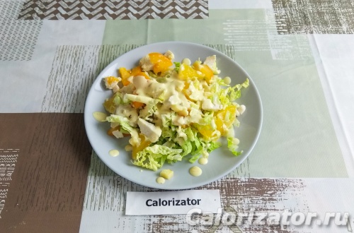 Салат с курицей и апельсиновым соусом