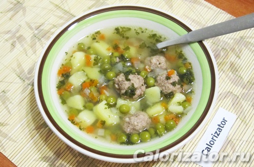 Куриный суп с консервированным зеленым горошком