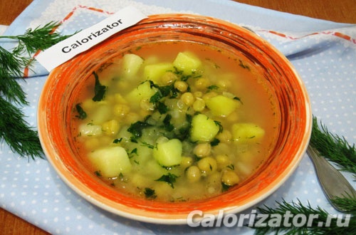 Картофельный суп с нутом и зеленью