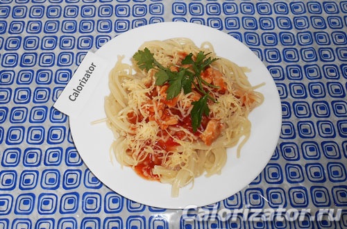 Спагетти с курицей и томатным соусом