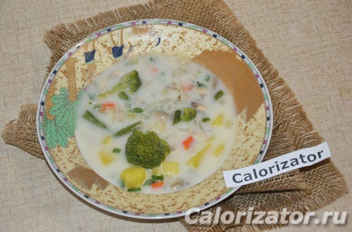 Суп овощной с плавленым сыром