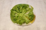 Шаг 1. На тарелку выложить часть листьев салата (промытых и обсушенных).