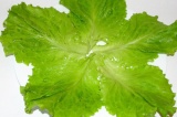 Шаг 1. Листья салата помыть, высушить и разложить на большое блюдо.