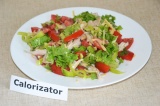Готовое блюдо: салат с овощами и мясом