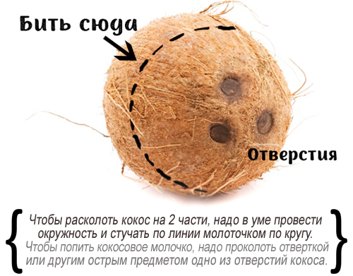 Выбор и открытие кокосового ореха