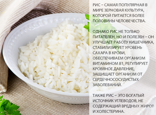 Состав и полезные свойства риса белого вареного